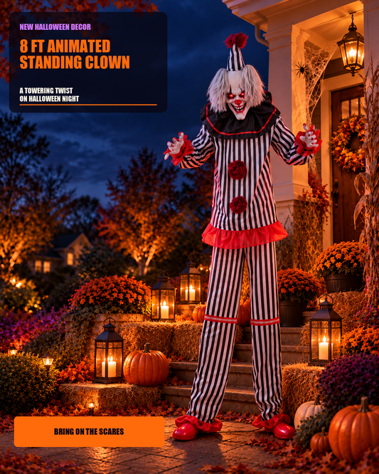 8 FT Animated Standing Clown