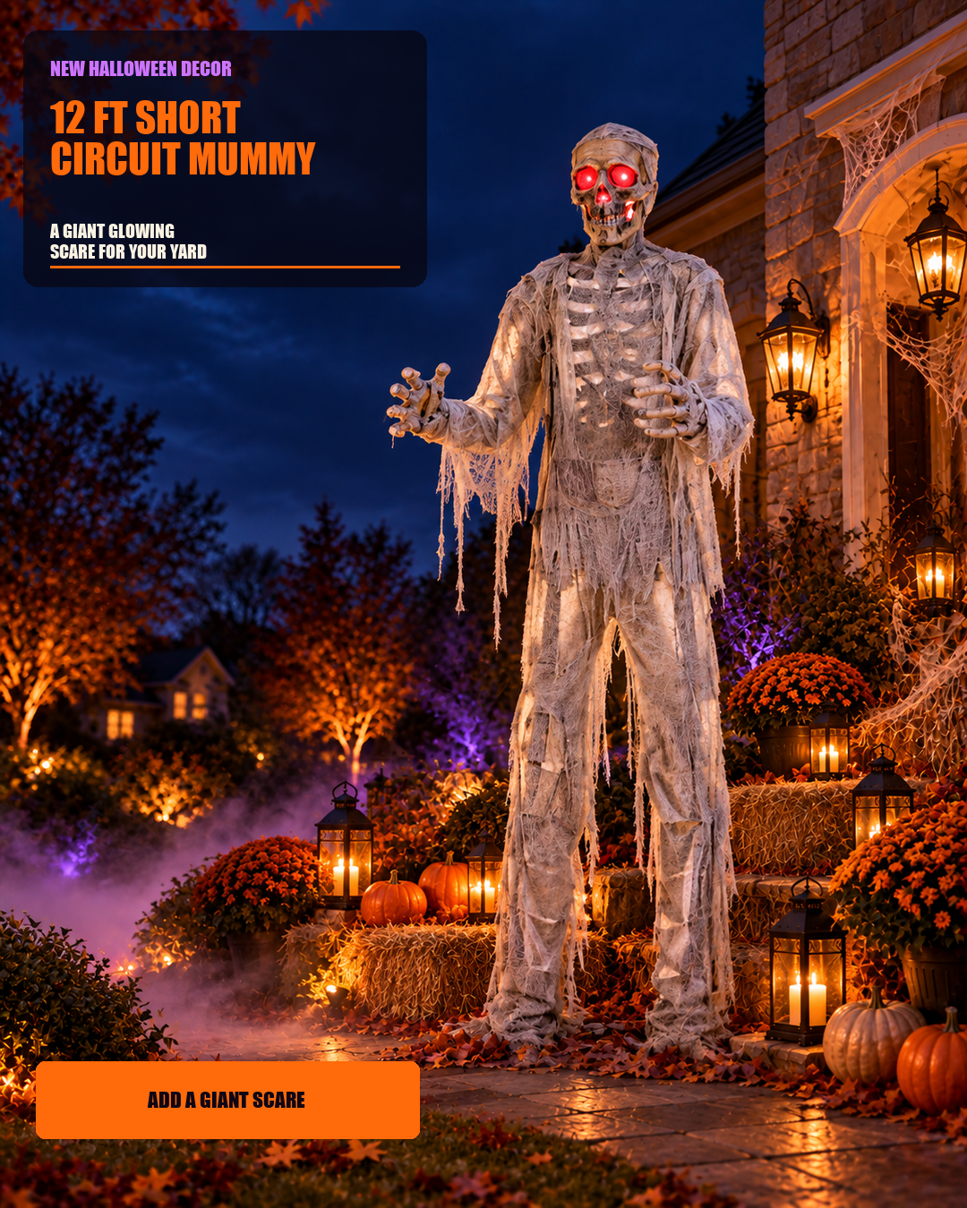 12 FT Animated Pose Short Circuit Mummy